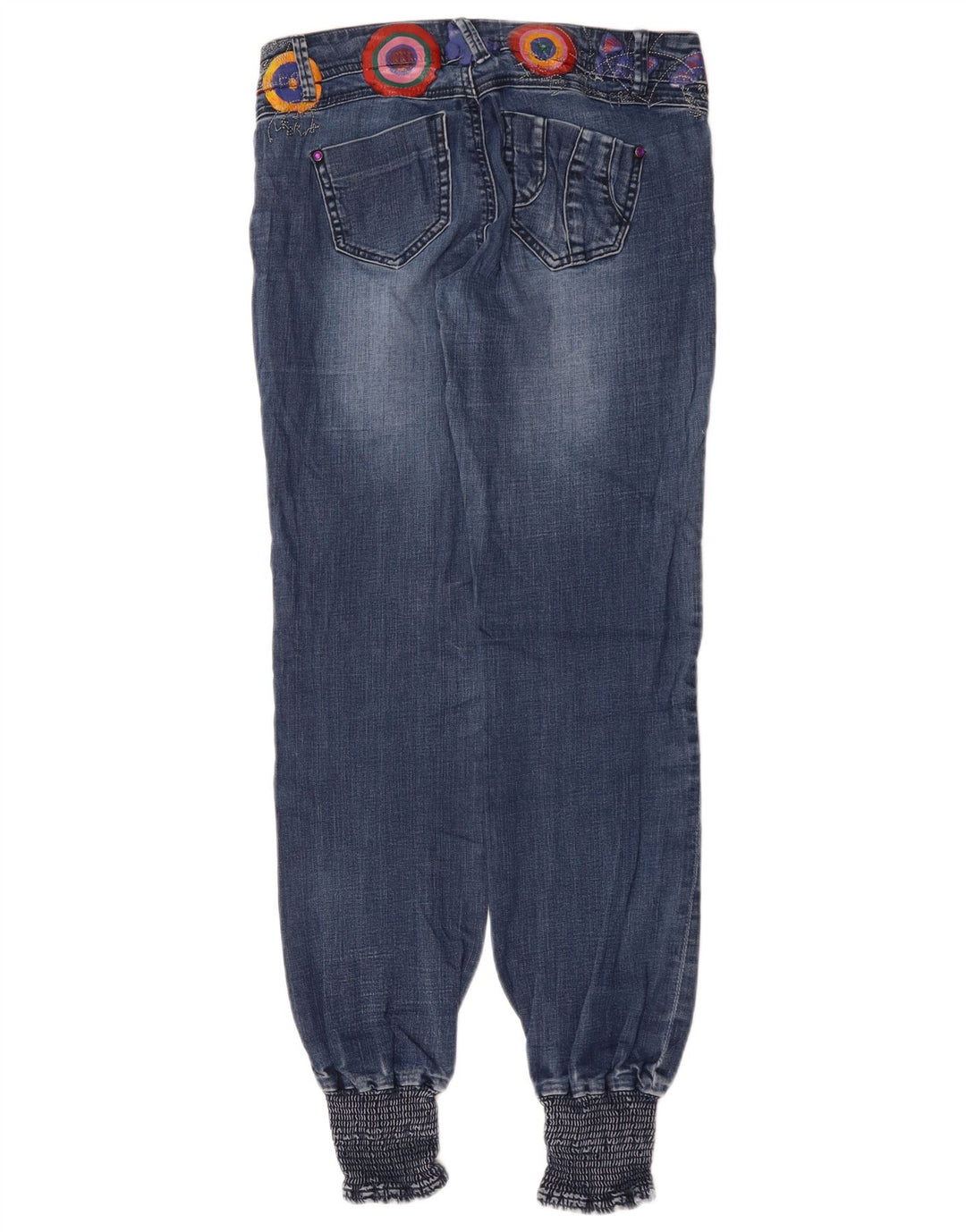 Desigual Donna Rainbow Joggers Jeans dritti W28 L30 Blu geometrico