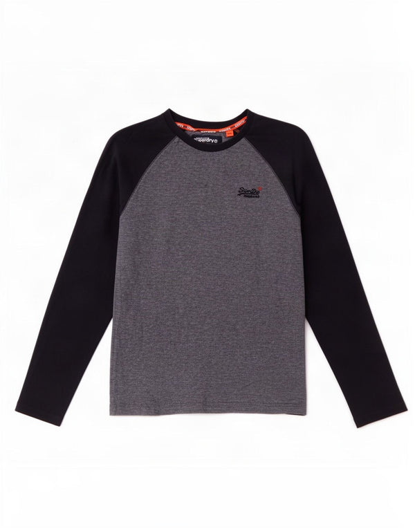 Maglia da uomo a maniche lunghe Superdry XS in cotone color block blu navy