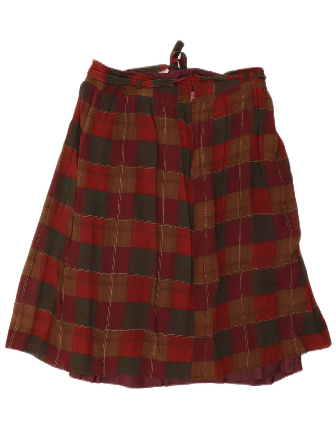 Gonna a trapezio vintage da donna W30 scozzese medio rosso