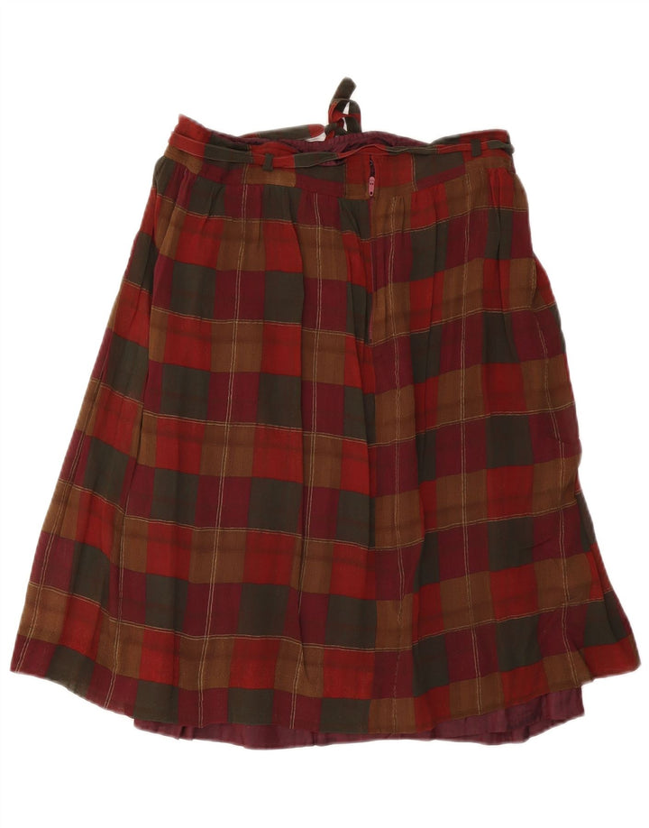 Gonna a trapezio vintage da donna W30 scozzese medio rosso