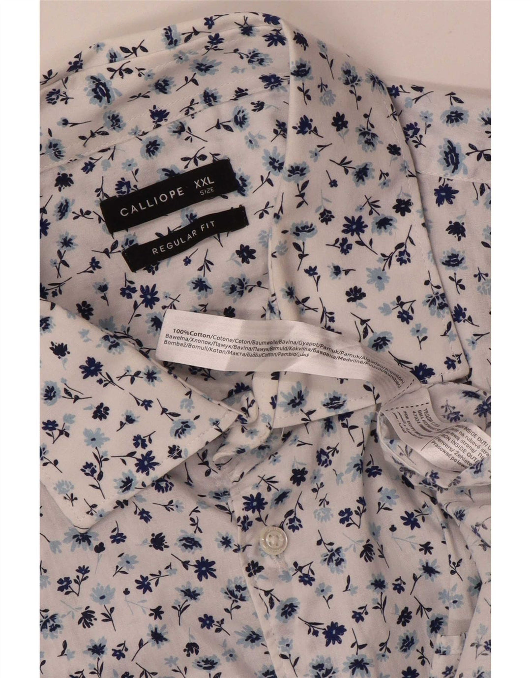 Camicia Calliope da uomo vestibilità regolare 2XL cotone floreale bianco