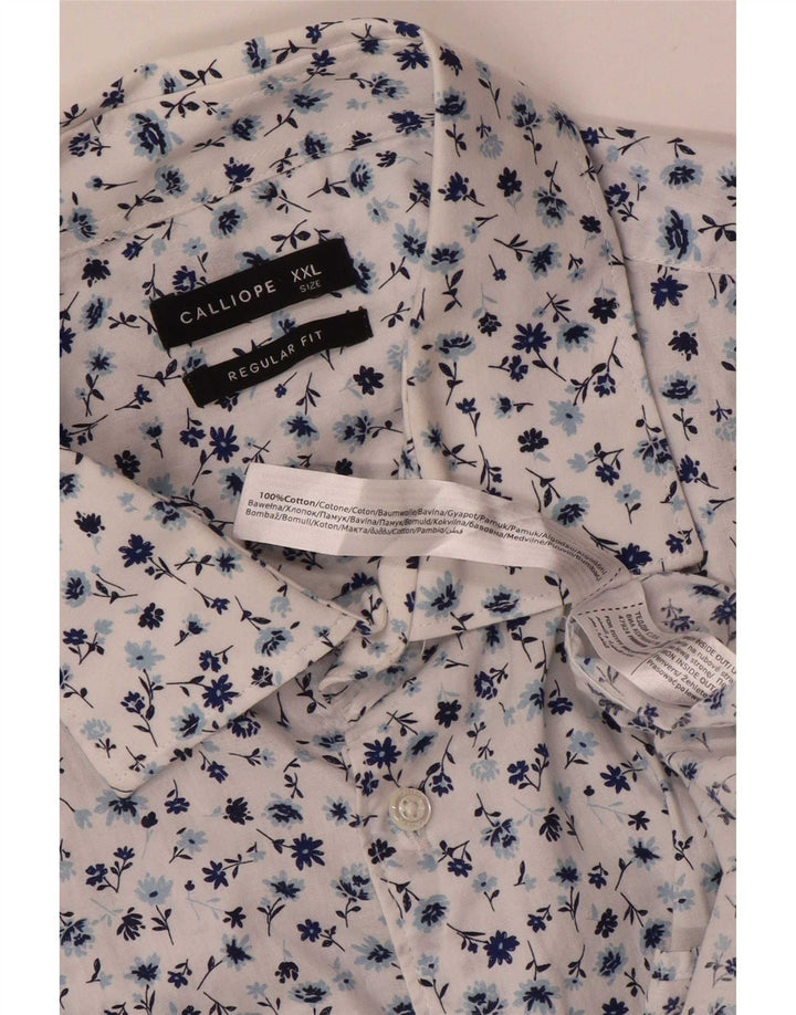Camicia Calliope da uomo vestibilità regolare 2XL cotone floreale bianco
