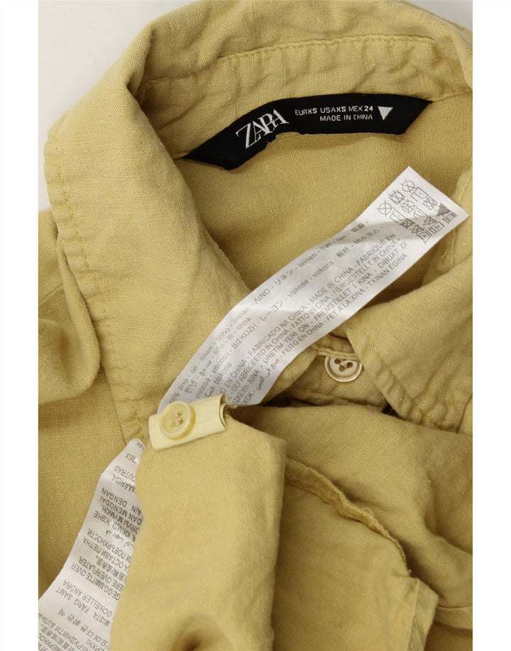 Camicia oversize da donna ZARA UK 6 XS Lino giallo