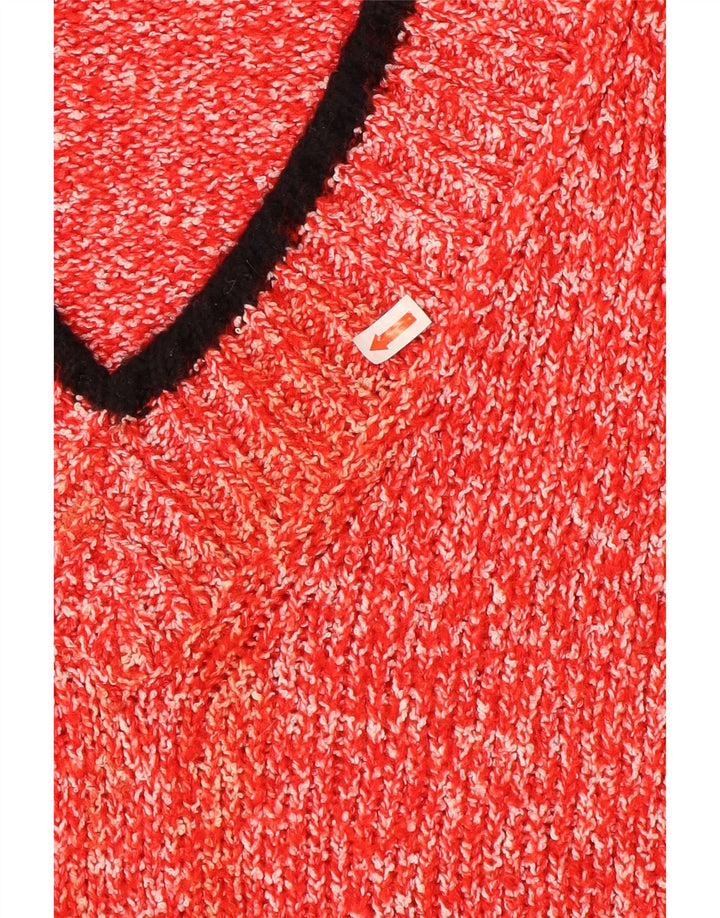 Maglione maglione con scollo a V da donna Marks & Spencer UK 16 grande poliestere rosso