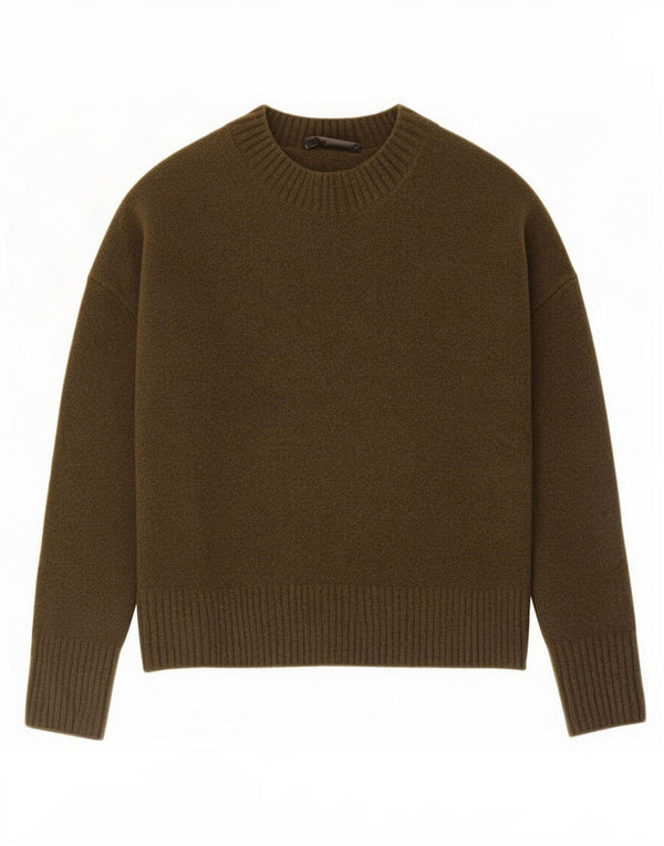 Maglione maglione oversize con scollo a barca da donna Zara UK 10 piccolo acrilico kaki