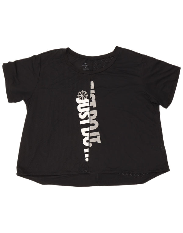 T-shirt grafica oversize da donna Nike Dri Fit Top UK 20 2XL poliestere nero