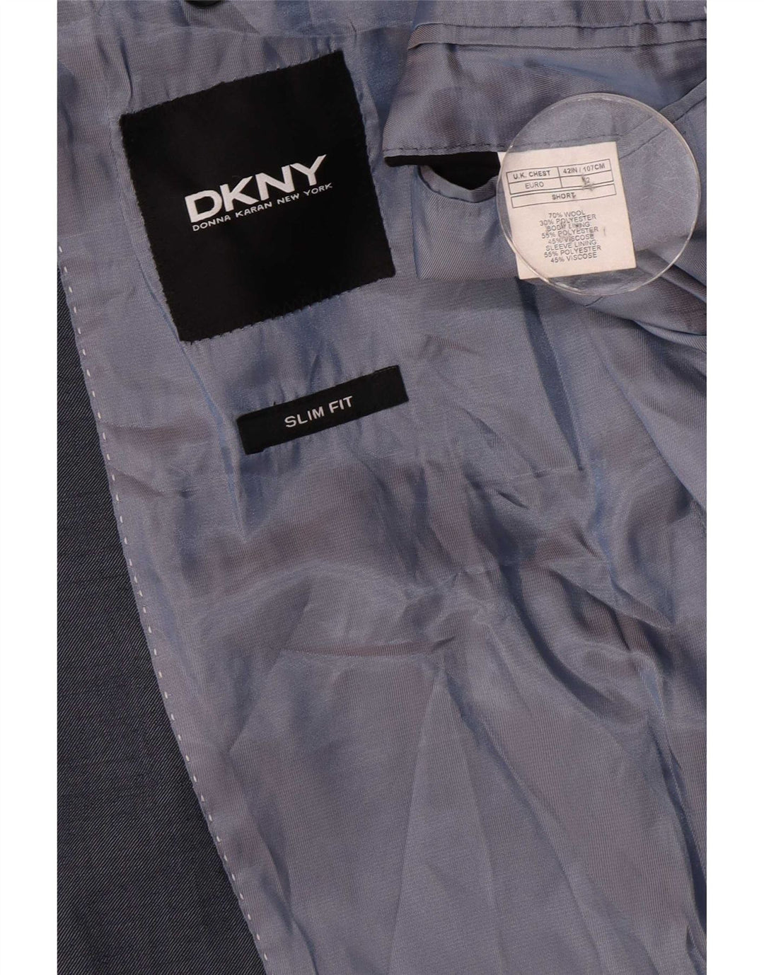 Giacca blazer da uomo a 2 bottoni Dkny UK 42 XL lana blu navy