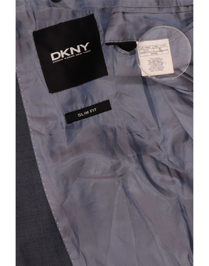 Giacca blazer da uomo a 2 bottoni Dkny UK 42 XL lana blu navy