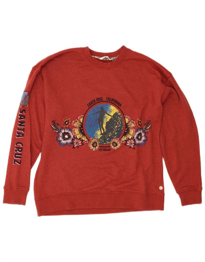 O'NEILL Mens Santa Cruz Graphic Sweatshirt Jumper Medium Maroon Cotton