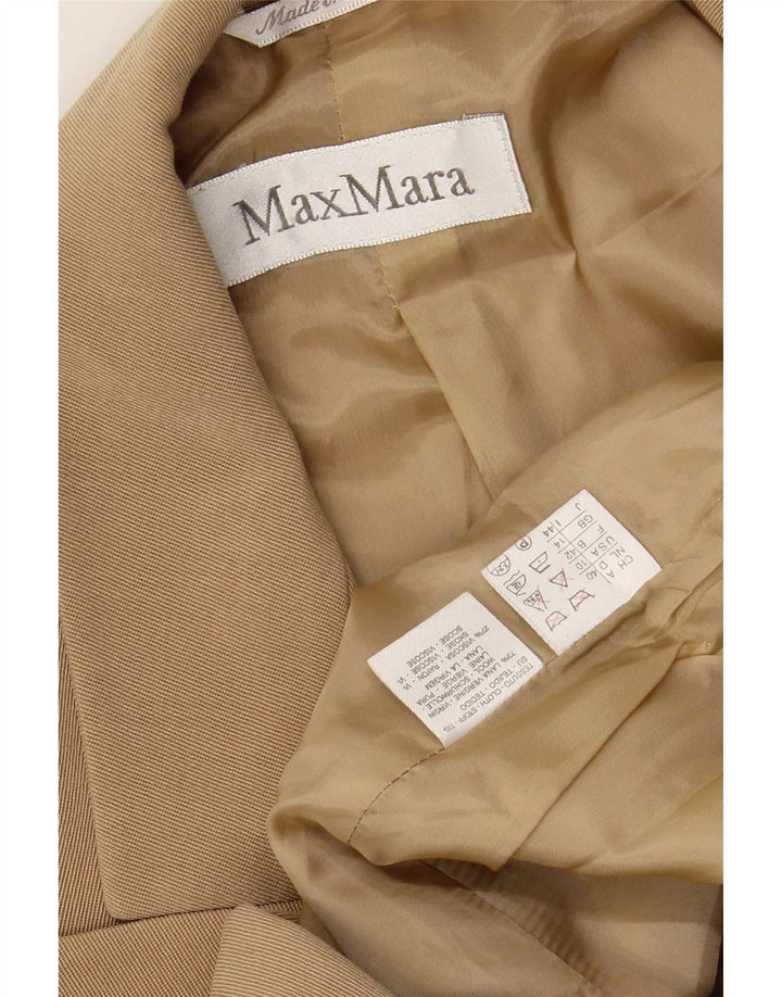 MAX MARA Giacca blazer doppiopetto da donna UK 14 Large Beige Lana