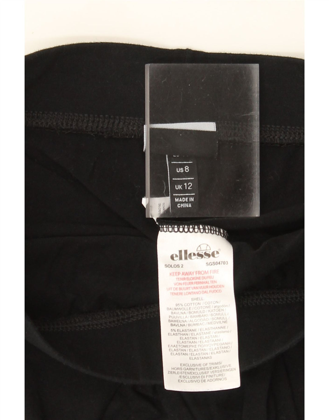 Leggings grafici da donna Ellesse UK 12 cotone nero medio