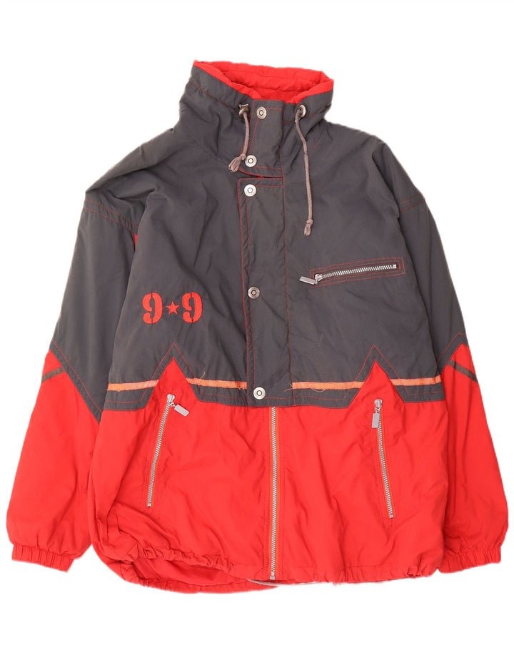 Giacca a vento grafica vintage da uomo UK 40 grande blocco di colore rosso