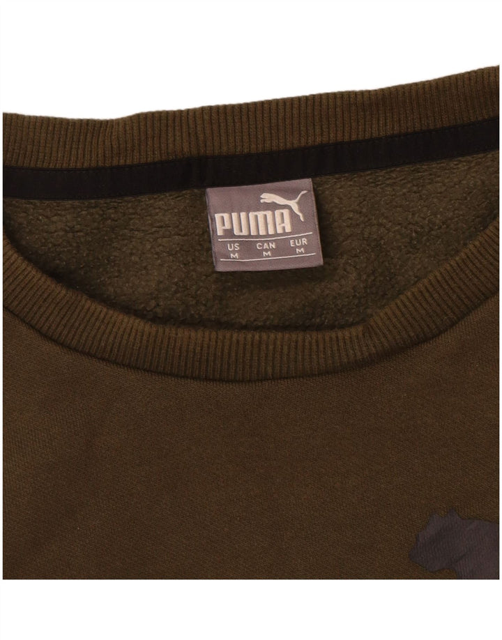 Felpa grafica da uomo Puma, maglione medio, cotone kaki