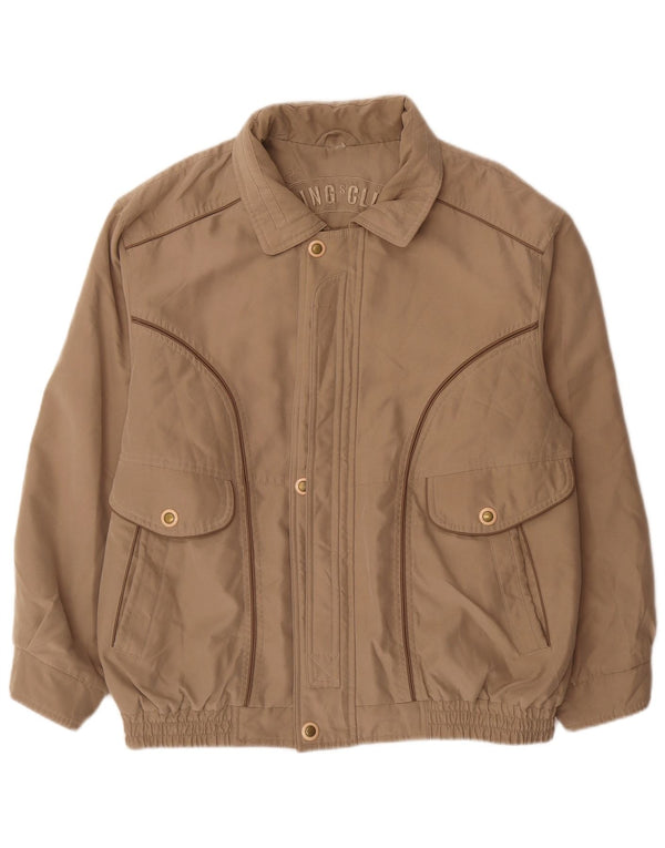 Vintage Mens Bomber Jacket UK 40 Large Beige Polyester