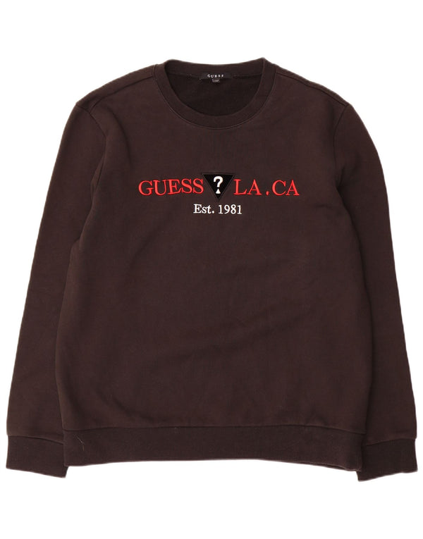 Guess Felpa con grafica da uomo Maglione UK 42 Large Nero Cotone