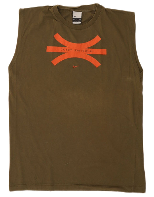 Canottiera grafica Nike Dri Fit da uomo, grande, in cotone kaki