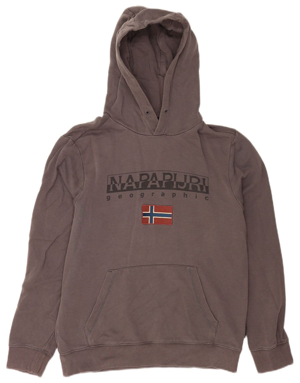 Maglione con cappuccio grafico da uomo Napapijri medio in cotone blu navy