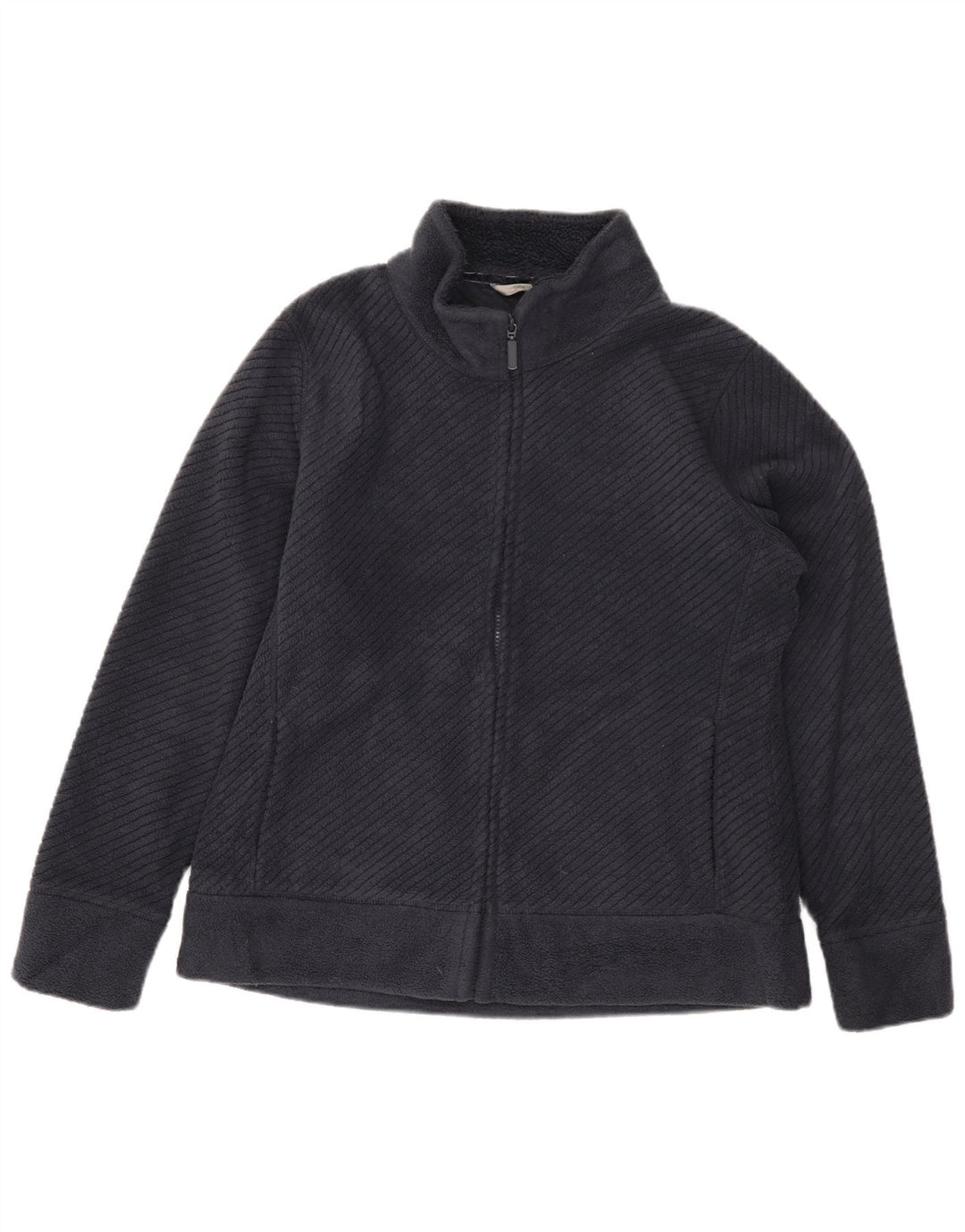 MARKS & SPENCER Giacca in pile da donna UK 16 Large Blu Navy Poliestere