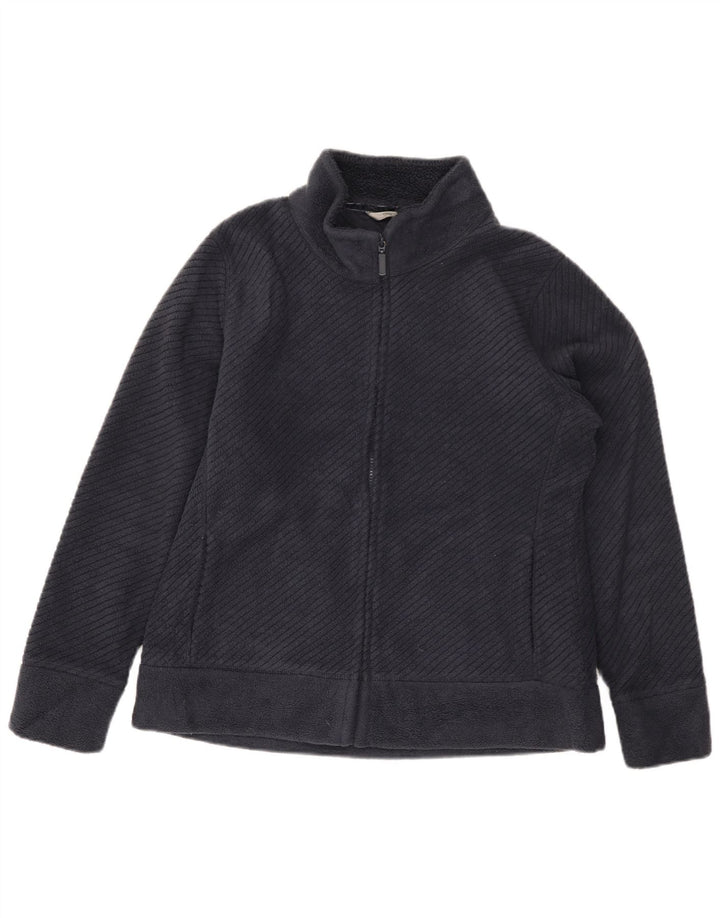 MARKS & SPENCER Giacca in pile da donna UK 16 Large Blu Navy Poliestere