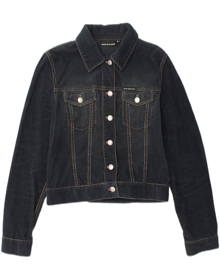 DKNY Womens Crop Corduroy Jacket UK 12 Medium Black Cotton