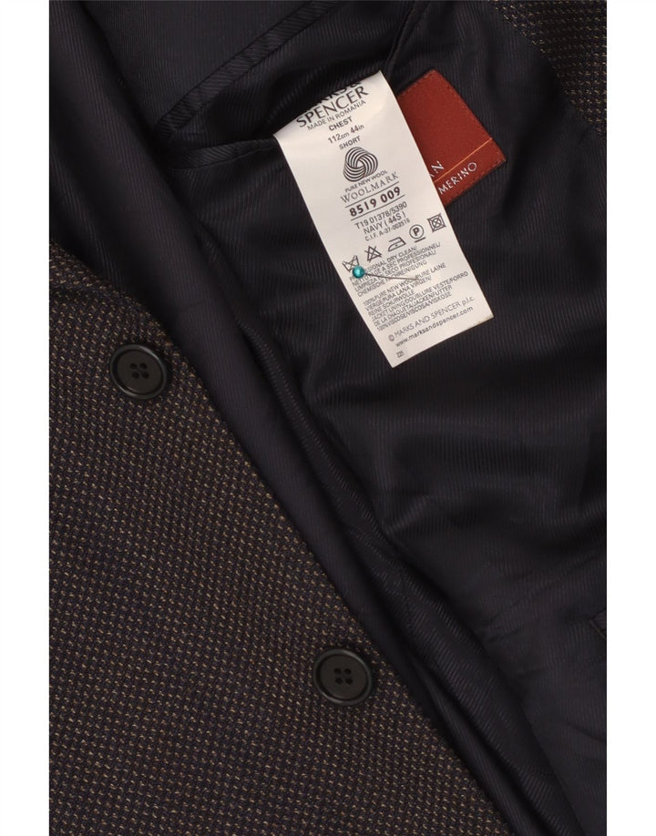 Giacca blazer a 3 bottoni da uomo Marks & Spencer UK 44 XL Lana vergine blu navy