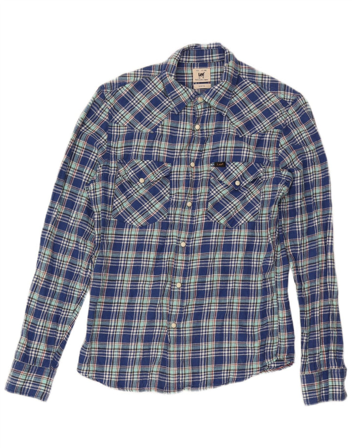 Camicia Lee da uomo slim fit in flanella, piccolo cotone a quadri blu