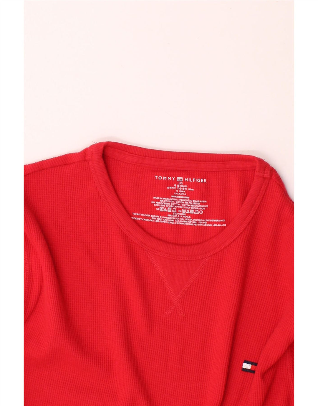 TOMMY HILFIGER Mens Top Long Sleeve Large Red Cotton Vintage Tommy Hilfiger and Second-Hand Tommy Hilfiger from Messina Hembry 