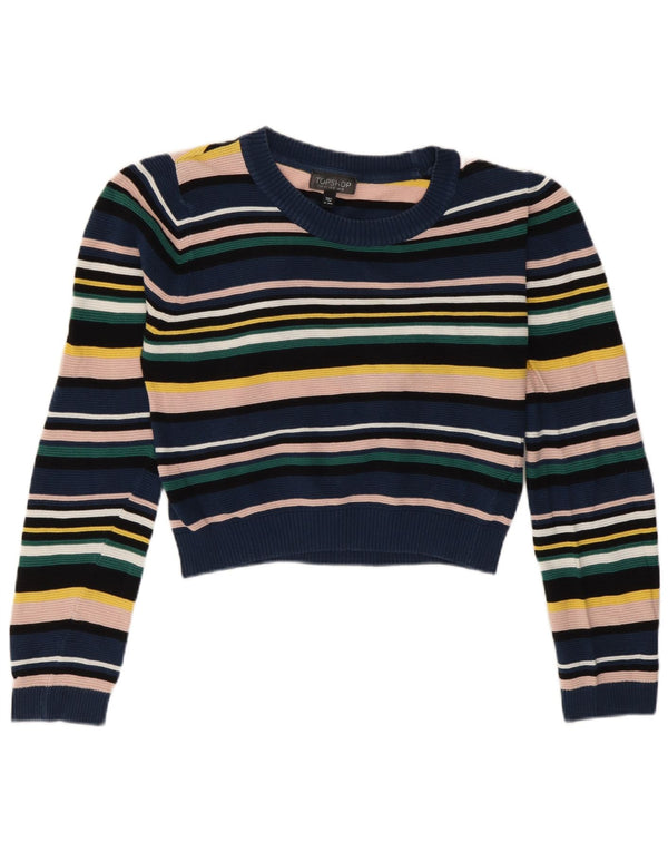 Topshop Maglione da donna con scollo a barchetta UK 12 Medio a righe multicolore