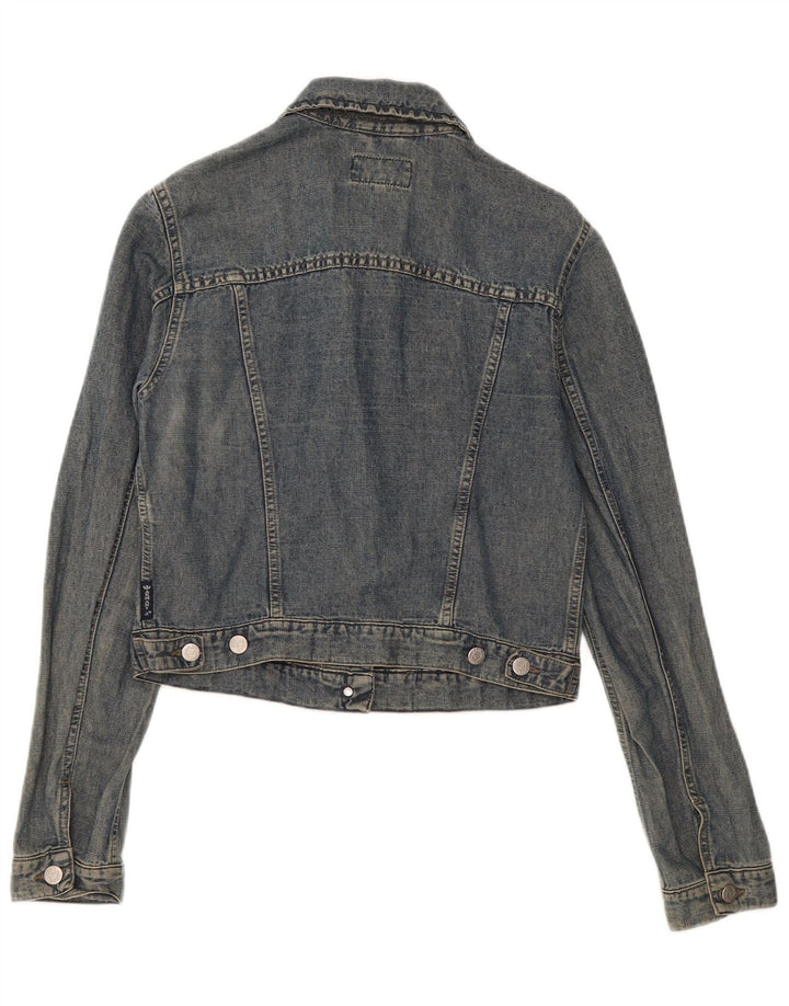 Giacca in denim corto da donna Armani Jeans UK 12 Lino blu medio