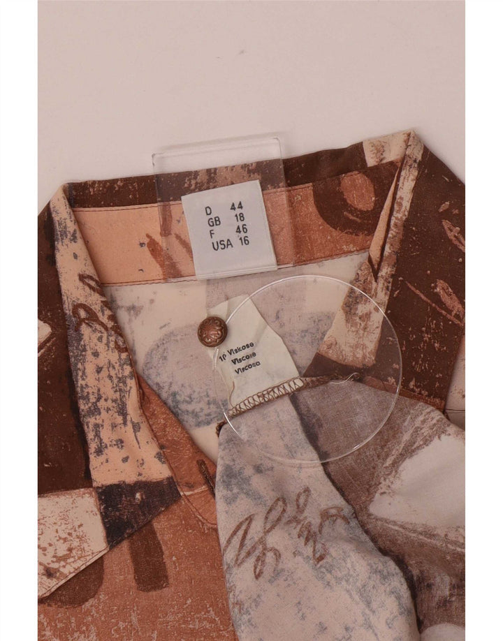 LE TRUC Womens Shirt Blouse UK 18 XL Brown Patchwork Viscose