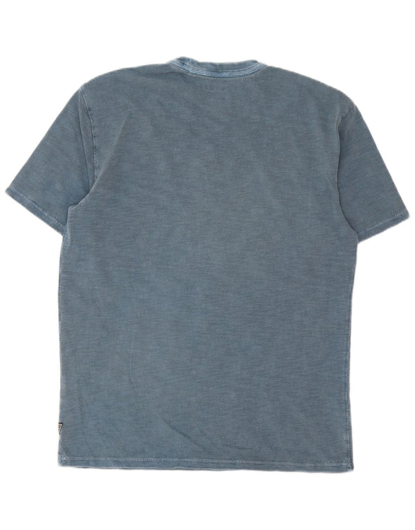 T-shirt grafica da uomo vestibilità ampia Guess XS in cotone blu