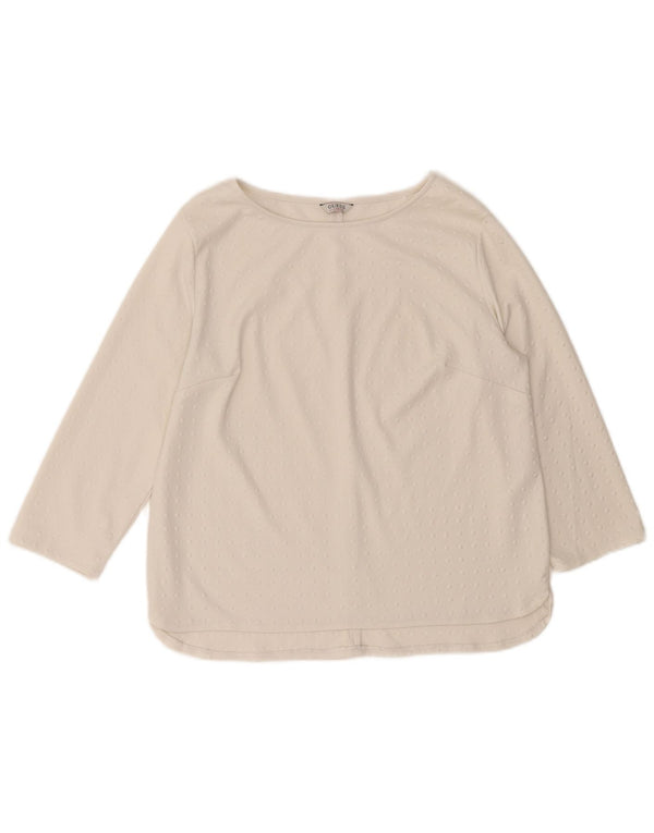 Guess Top oversize da donna con maniche a 3/4 UK 10 Small Poliestere geometrico bianco