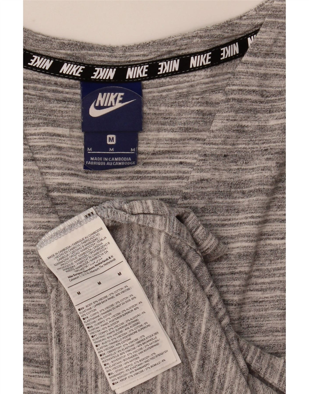 T-shirt da donna Nike Top UK 14 cotone a righe grigio medio
