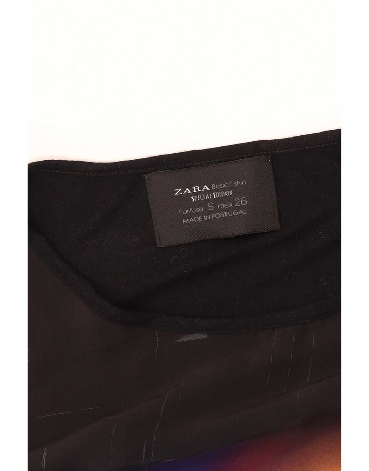 T-shirt grafica oversize da donna Zara Top UK 10 Small Black Tie Dye