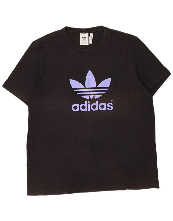 T-shirt grafica da uomo Adidas manica lunga XL cotone nero
