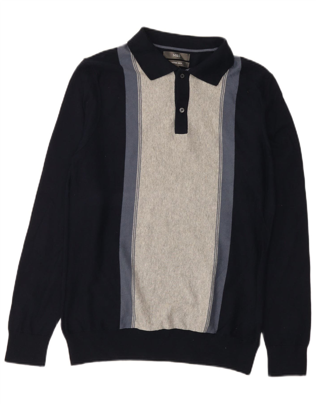 Maglione maglione collo alto da uomo Marks & Spencer piccolo blu navy color block