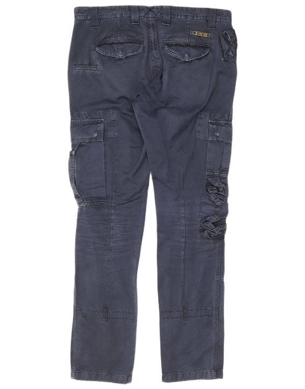 Pantaloni cargo slim da uomo Iceberg IT 50 Large W34 L32 cotone blu navy