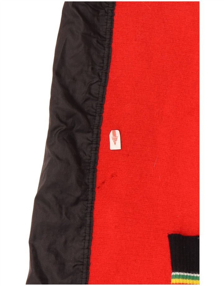 Giubbotto bomber vintage da donna UK 14 grande in lana color block nero