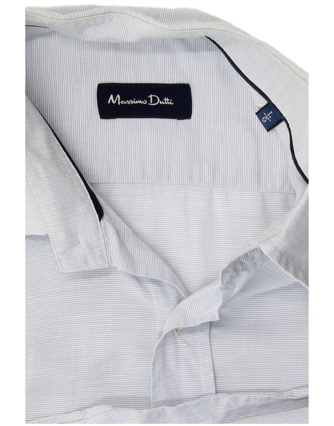 Camicia Uomo Manica Corta Massimo Dutti Large Blu Gessato Cotone