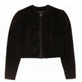 Giacca Bolero vintage da donna in velluto aperto IT 40 piccola in cotone nero