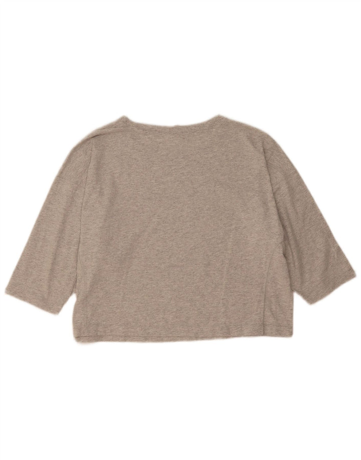 CHAMPION Womens Crop Graphic Top 3/4 Sleeve UK 14 Medium Grey