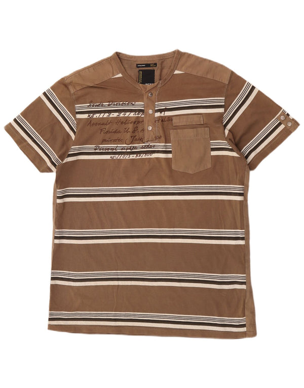 Jack & Jones T-shirt grafica da uomo Top XL in cotone a righe marroni