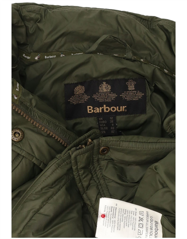 Giacca imbottita con cappuccio da donna Barbour UK 12 poliestere verde medio