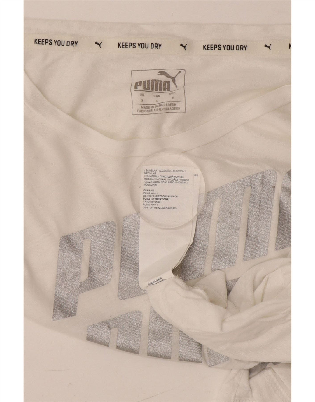 T-shirt grafica oversize da donna Puma UK 10 piccola in cotone bianco