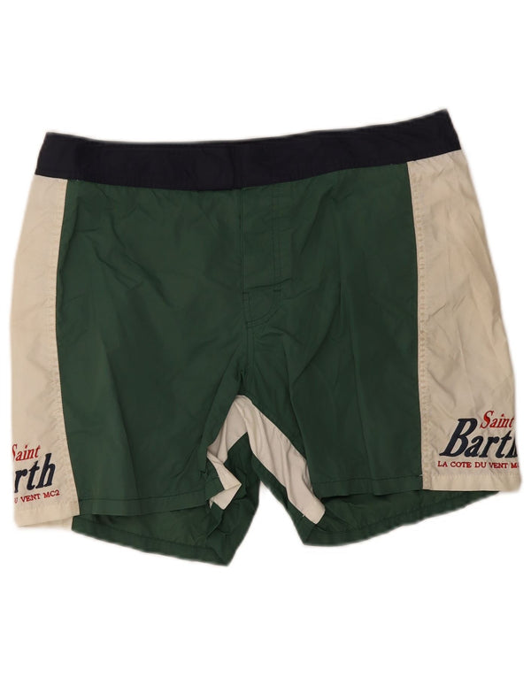 Pantaloncini da bagno grafici da uomo MC2 SAINT BARTH XL nylon color block verde