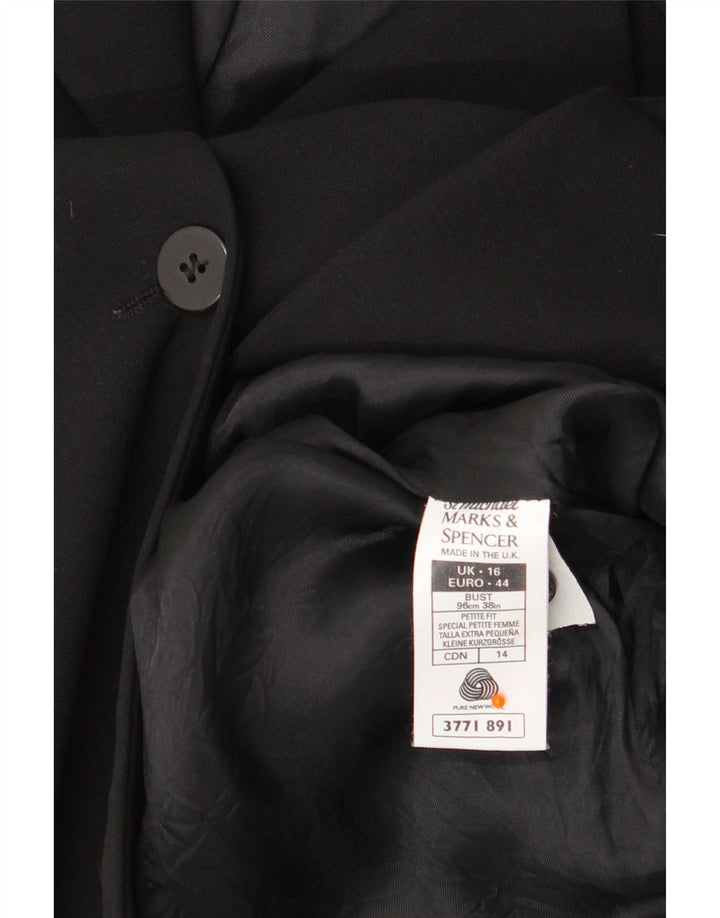 Cappotto da donna Marks & Spencer UK 16 Large Black New Wool