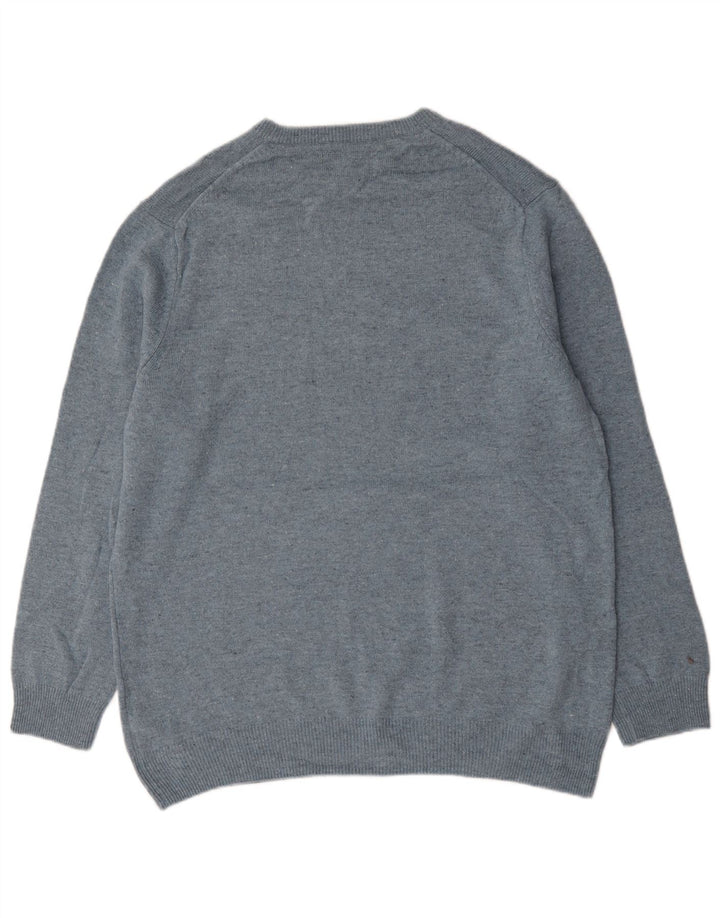 Maglione maglione girocollo da uomo Marks & Spencer 2XL Lana d'agnello screziata blu
