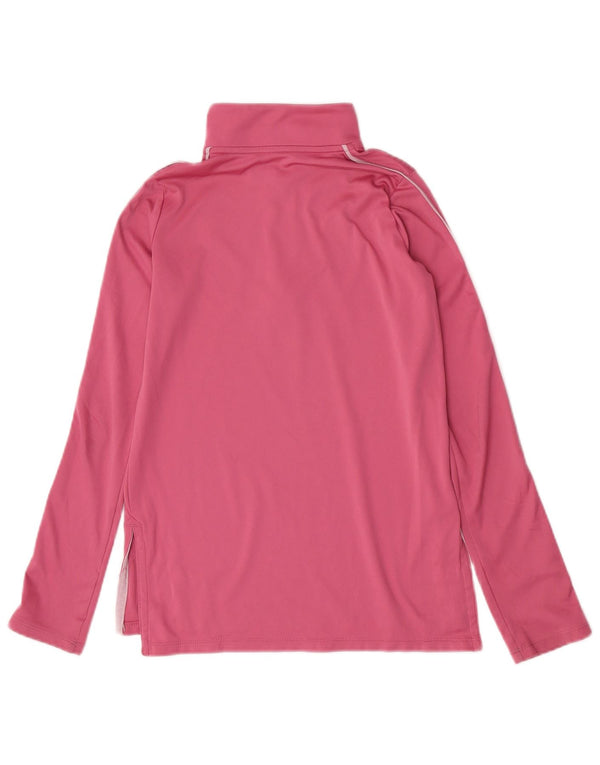 Maglietta Under Armour per ragazze con collo a zip e maniche lunghe 9-10 anni, rosa medio, sportiva