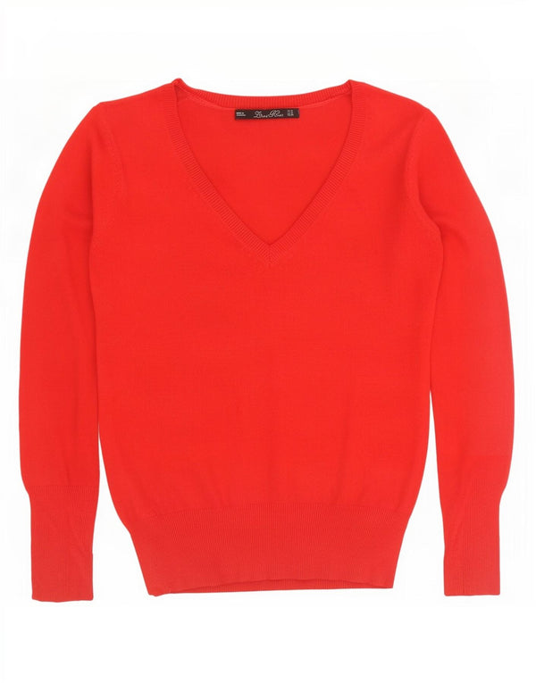 Maglione maglione con scollo a V da donna Zara UK 12 rosso medio