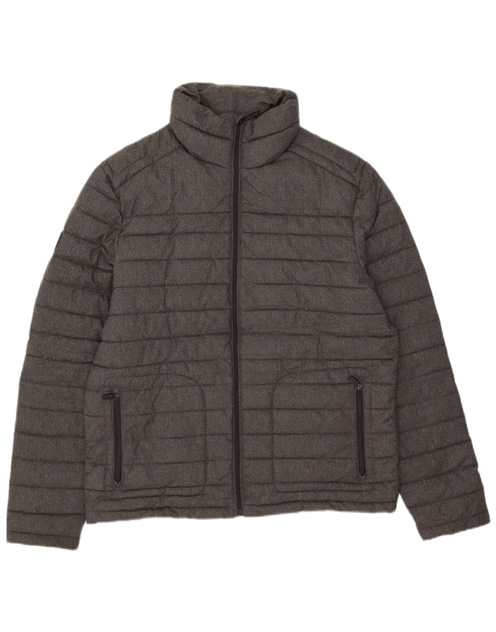 Giacca imbottita da uomo Superdry UK 42 XL Poliestere grigio a spina di pesce